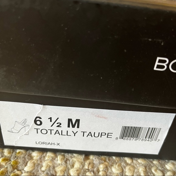 BCBG Loriah Taupe Cork Heel Sandal - Picture 13 of 14